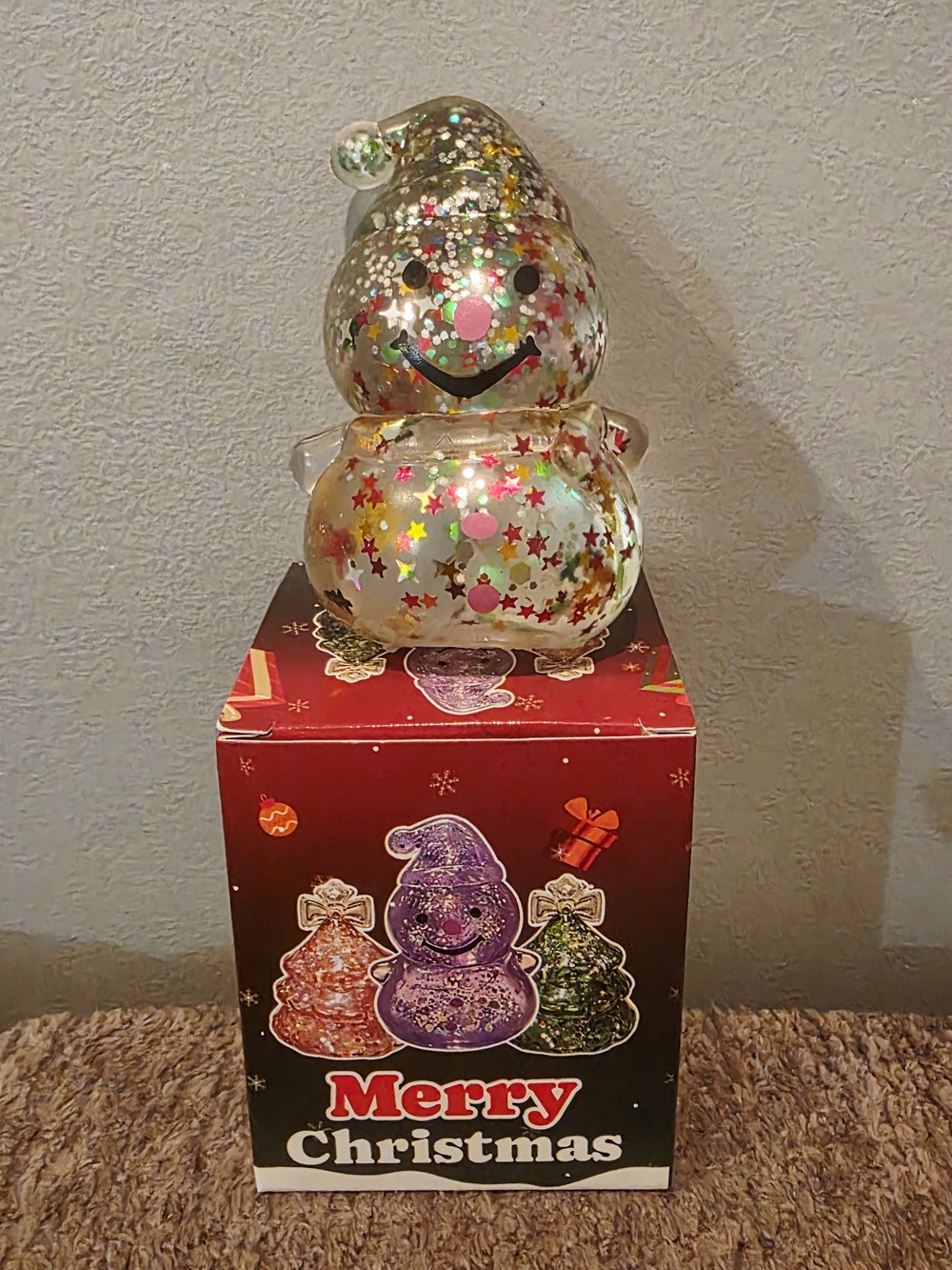 Red & Green Glitter Maltose Sugar Snowman Squishy Stress Relief Toy